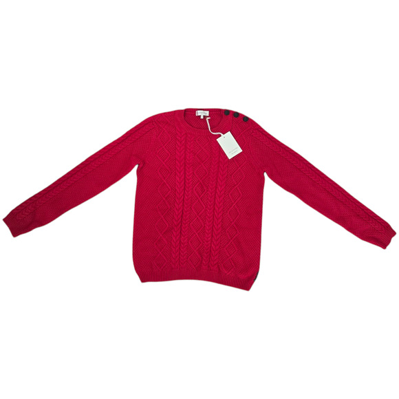 NWT Les Coyotes de Paris Red Sweater Size XS Cable Knit Cotton Crew Neck - Picture 13 of 16